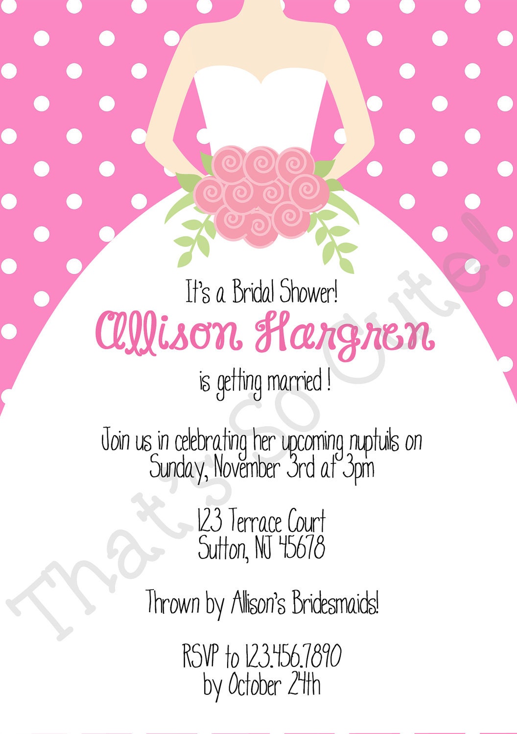 Bridal Shower: Pink with Bride Il_570xn