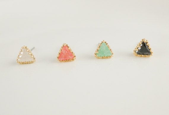 tiny triangle earrings CHOOSE ONE  White / coral / mint / black