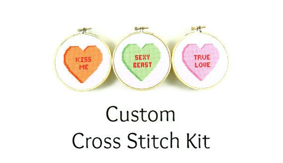 Custom Conversation Heart Cross Stitch KIT