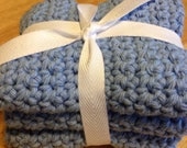 Set of 3 Medium Sized Baby Blue Wash Cloths Dish Cloths