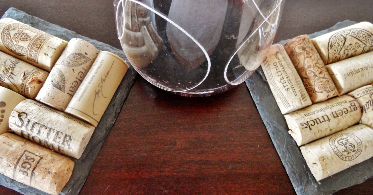 Slate Wine Cork Coasters (Set of 2)