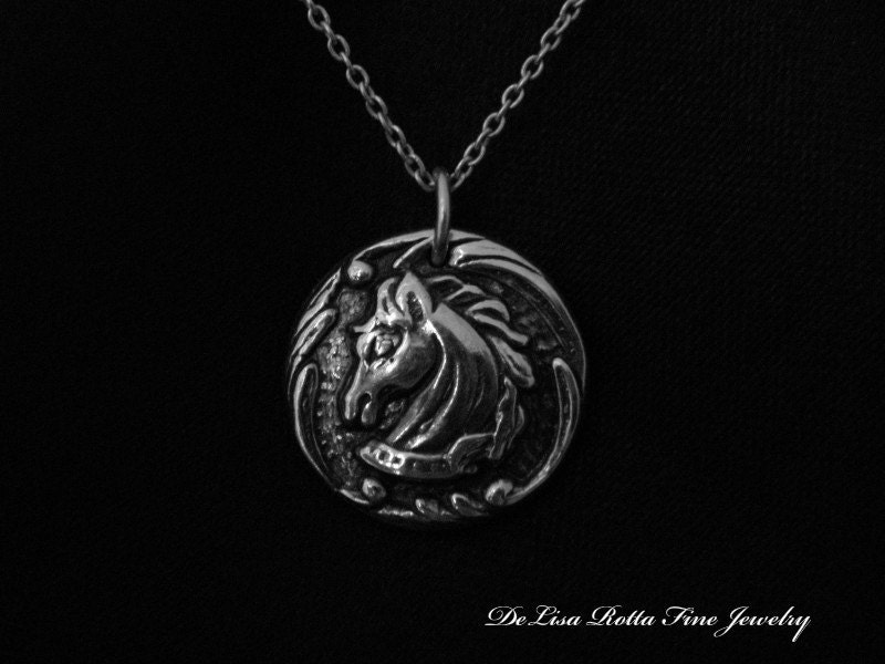 Recycled Silver Horse Pendant Necklace