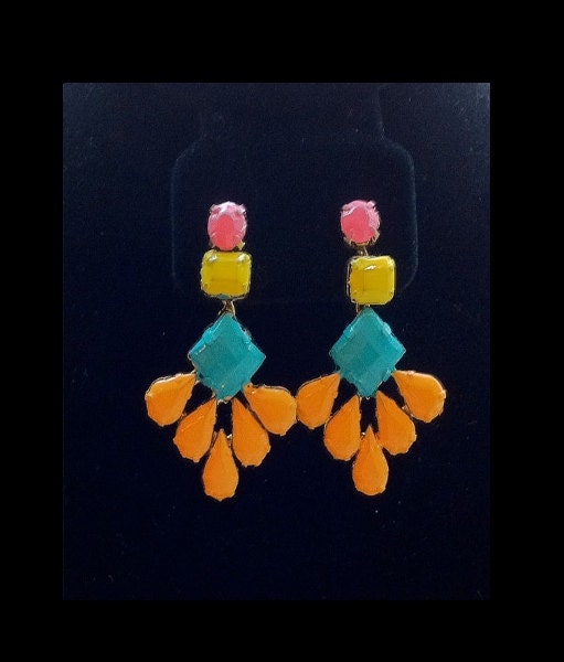 Hand Painted Rhinestone Earrings