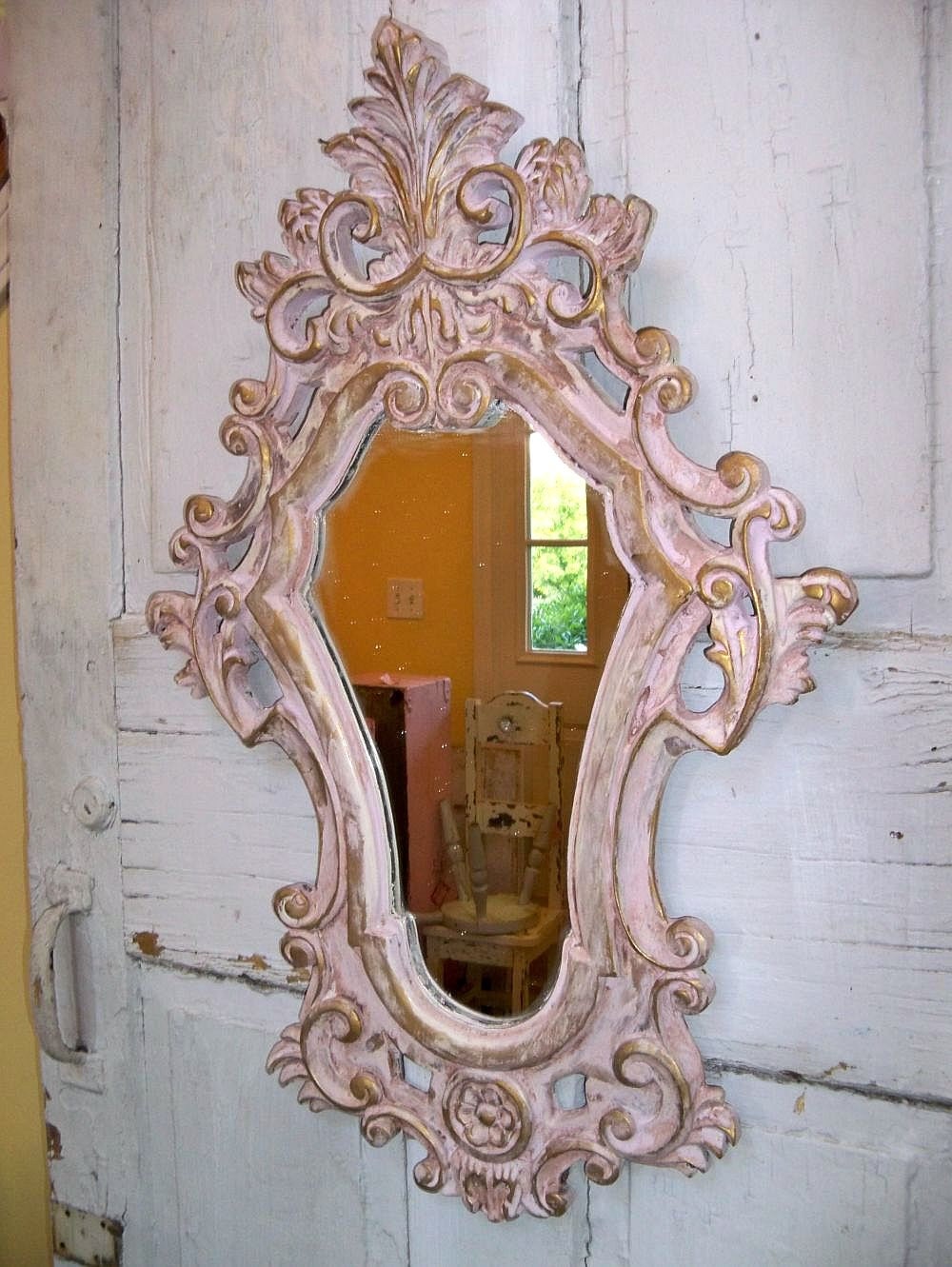 White Scroll Mirror