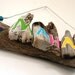 Hanging MAHALO Driftwood Sculpture with Yellow, Lime Green, Bright Blue Plumeria (Made to Order)