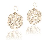 Personalized Handmade Monogram Earrings 1.5" (order any name)- 24K Gold and Sterling Silver
