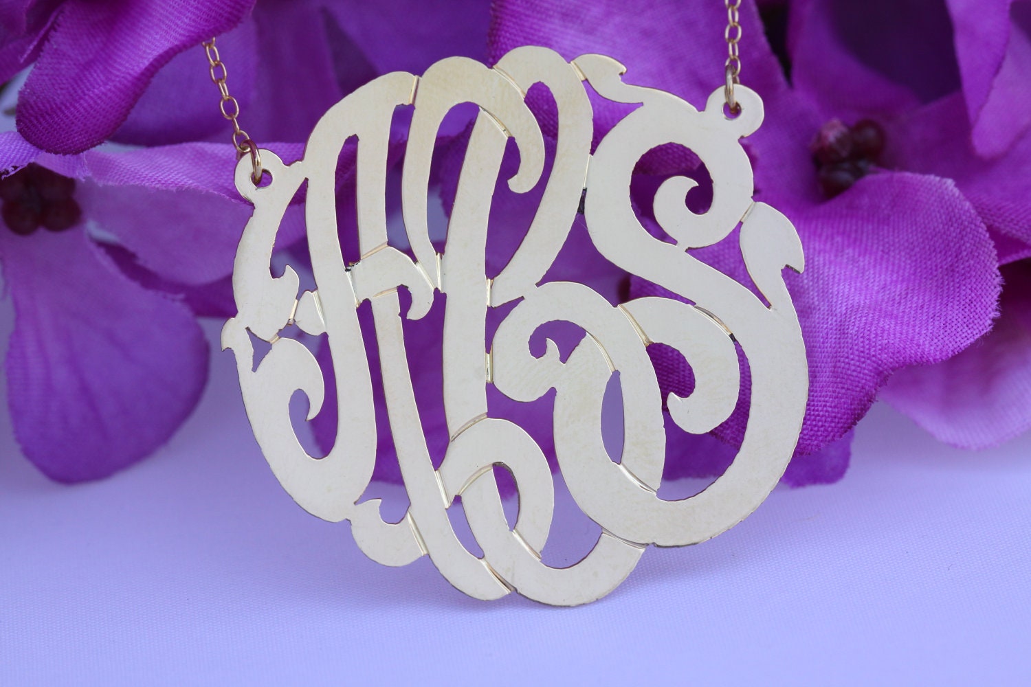 Designer Initials Pendant Large - 24K Gold w/ Sterling Silver (Order Any Initials)