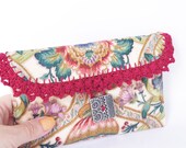 Clutch Burgundi Crochet Lace Bag Vintage pouch