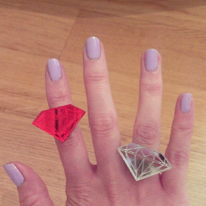 Ruby or Diamond Perspex Ring, Adjustable Mirror Acrylic Laser Cut Ring.