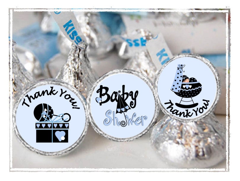 Persoanlized "Sweet Baby Boy" blue Baby Shower Hershey Kisses Labels - sheet of 108