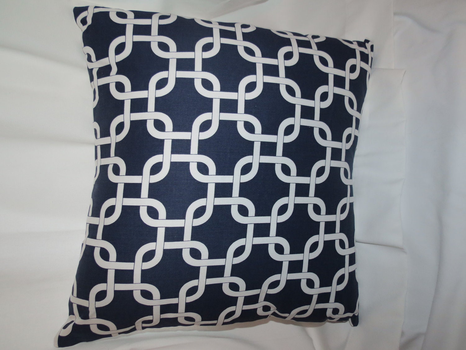 20" Square Pillow Cover in Navy & White Gotcha / Ready to Ship