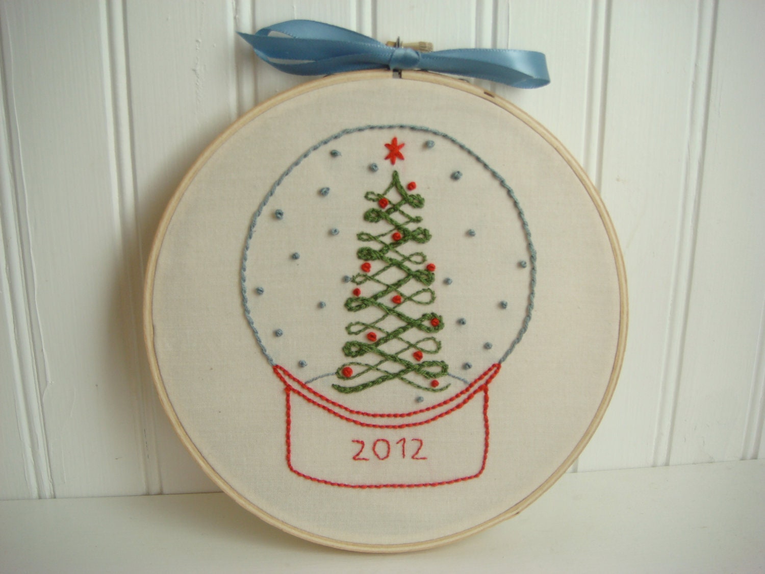 christmas snow globe hand embroidery pattern