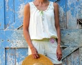 Lemon Lime In the Sunshine Beach Romper/upcycled Free People shorts coverup/ eco friendly pale yellow shorts romper
