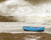 Boat photography - Blue Boat Photo, Sepia Art, Taupe Grey, Brown, Fine Art Print, Maya Blue, Purple, 8x12