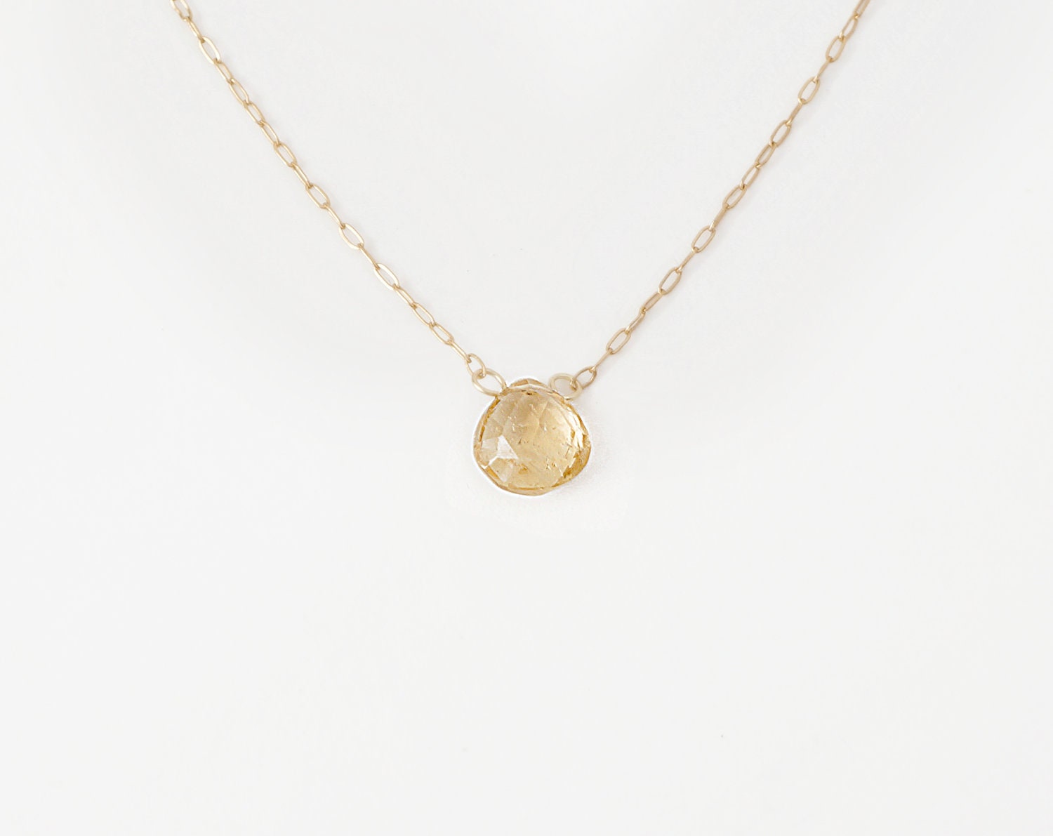 Little Honey Drop - Citrine Gemstone & 14K Gold Filled Chain