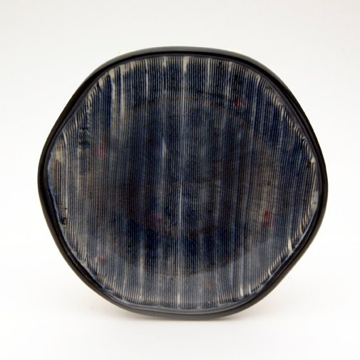 Porcelain Dinner Plate with Blue Lines