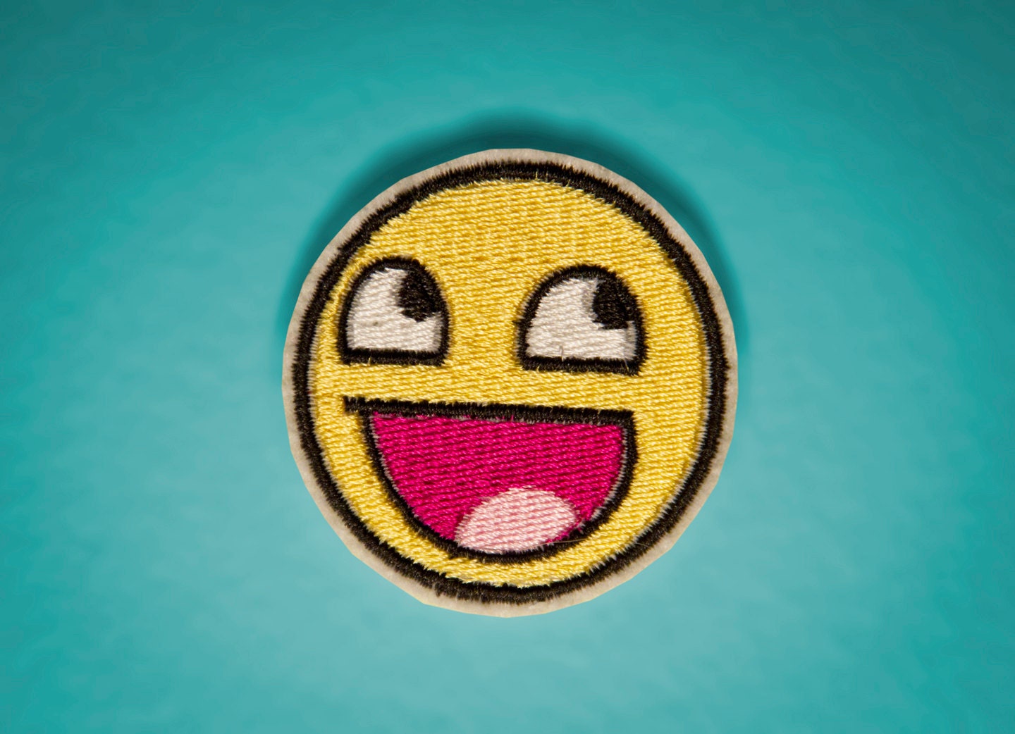 Awesome Face -- Embroidered Iron-on Epic Smiley Patch