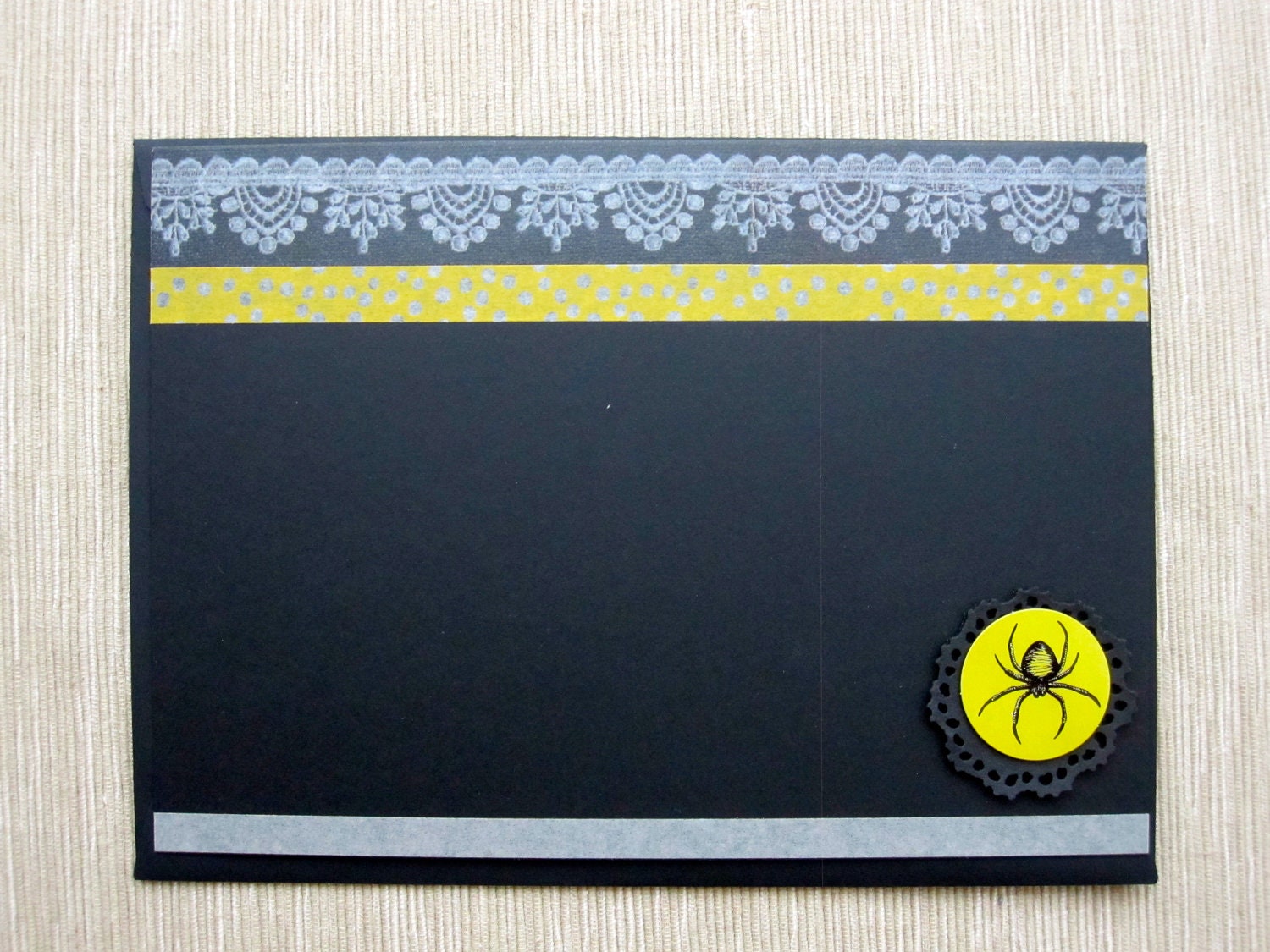 Halloween Lace Spider Greeting Card - Blank - Non-Folding