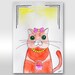 Original illustration orange cat ink watercolors painting. Cute kitty girl Nursery decor Animal Drawing 12x8 Gift for children baby girl