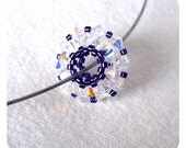 Beaded Bead / Beadwork Crystal Pendant with Purple on a Wire Choker - Etsy UK Seller