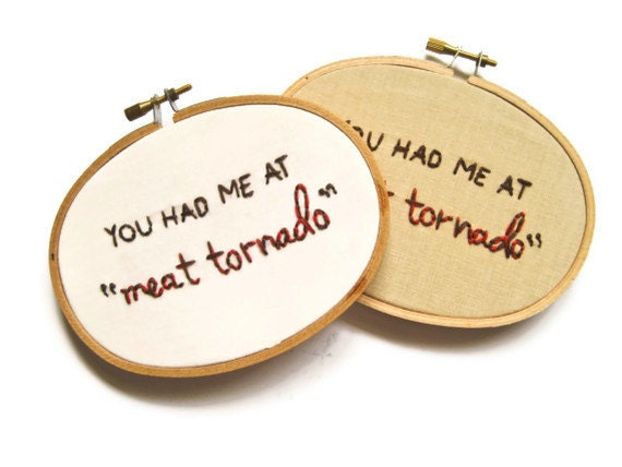 Ron Swanson Embroidery Hoop : Meat Tornado - Parks and Rec TV Quote Home Decor Wall Art