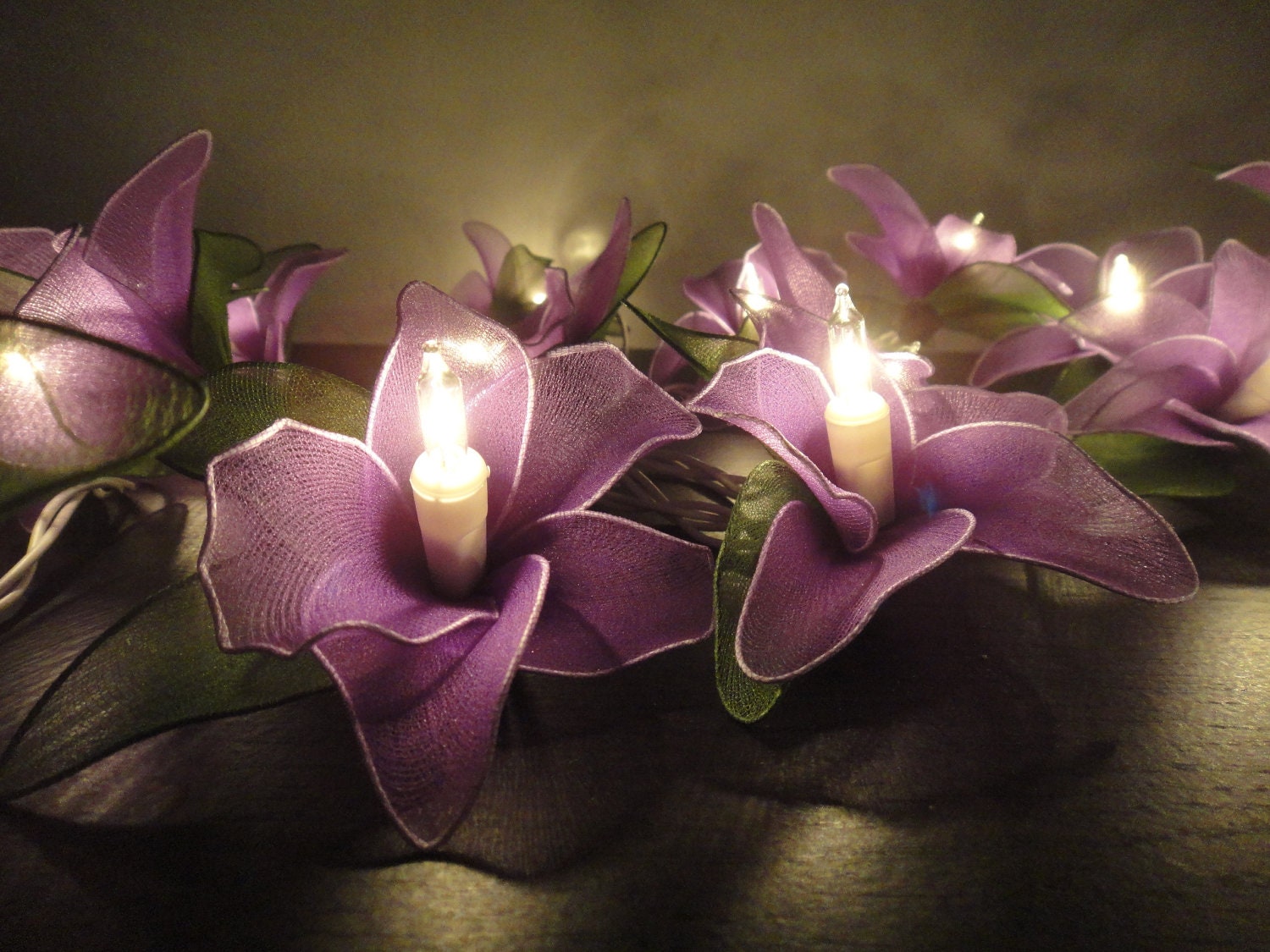 20 Purple Orchid Flower Fairy String Lights Wedding Party Floral Home Decor 3.5m