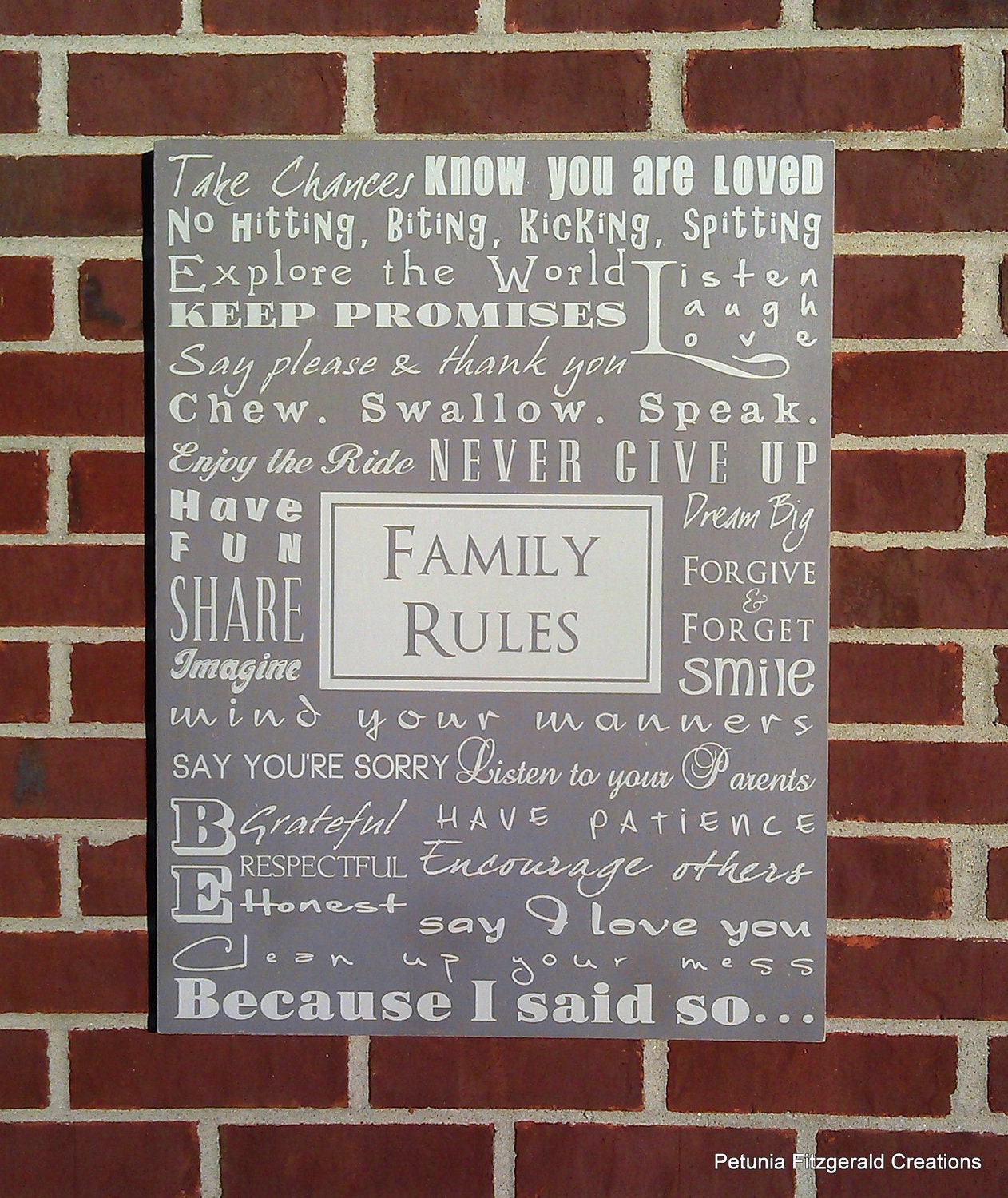 Sale & Ready to Ship -- 18x24 Family Rules Painted Sign
