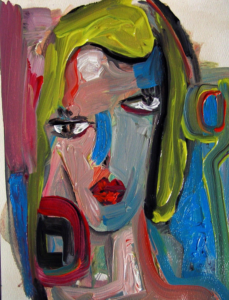 Acrylic ON Paper Painting Original Art Modern Portrait Texture
