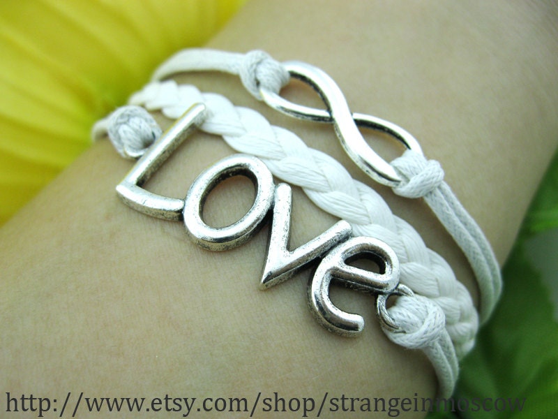 Bracelet-karma bracelet,infinitywish bracelet,love bracelet,braid leather bracelet-B078