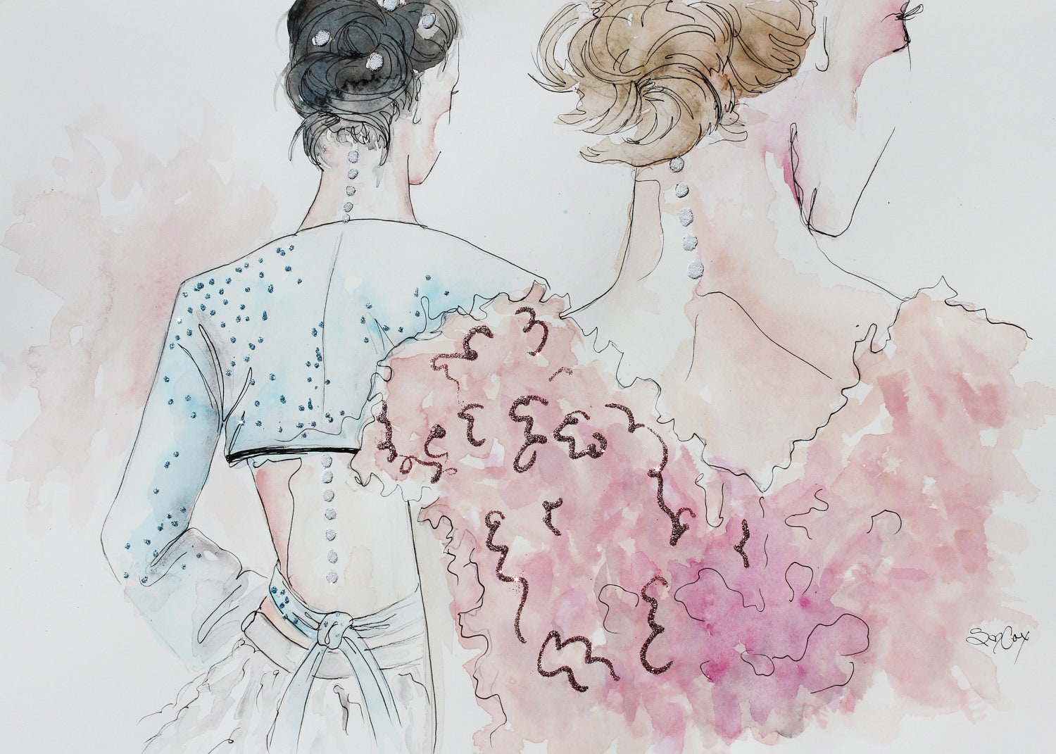 Backstage Chanel, Original Watercolor Illustration, Original Artwork, High Fashion