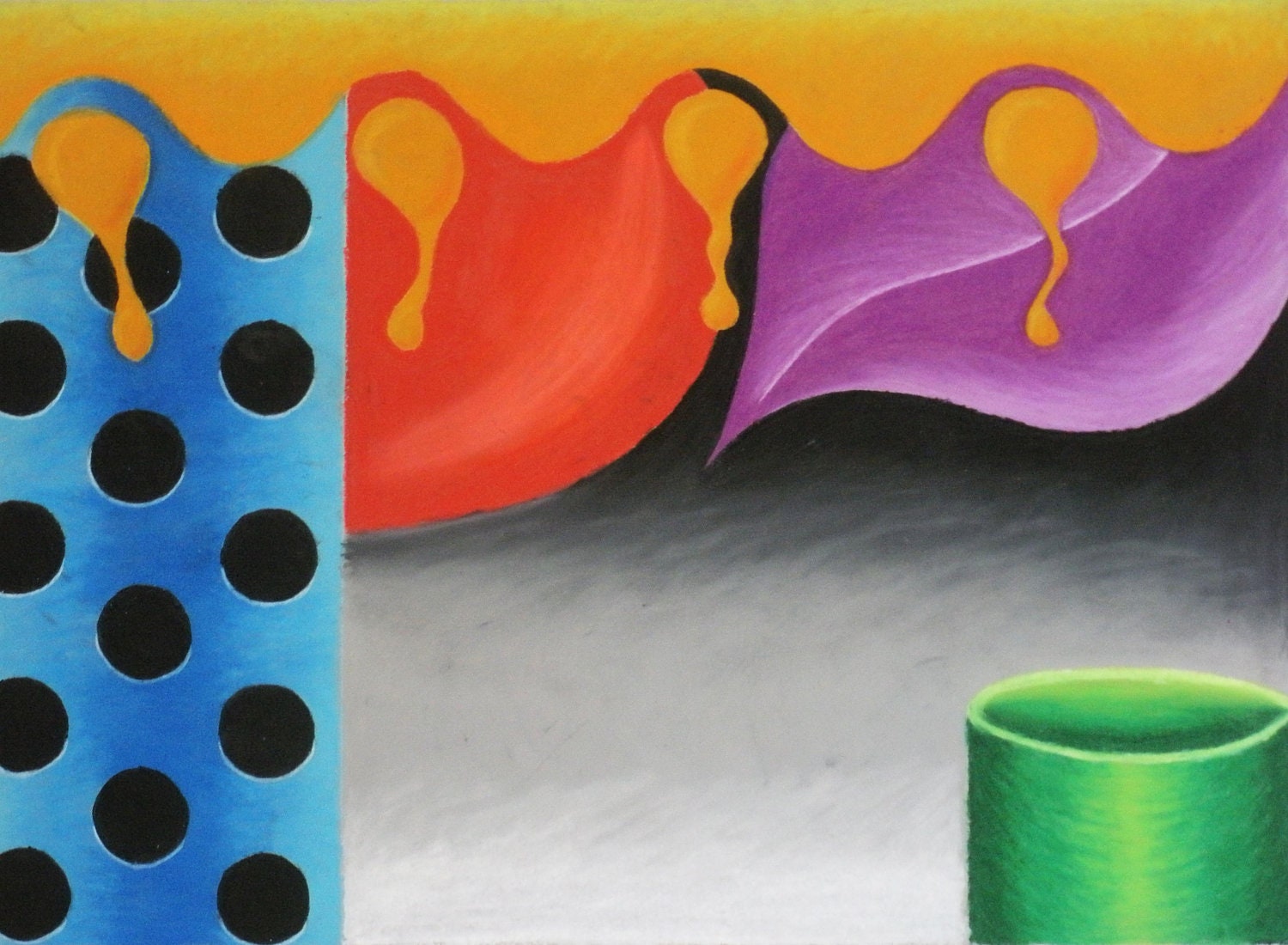 Multicolor Oil Pastel Drawing - "Pop Art Throwback - Take 2"