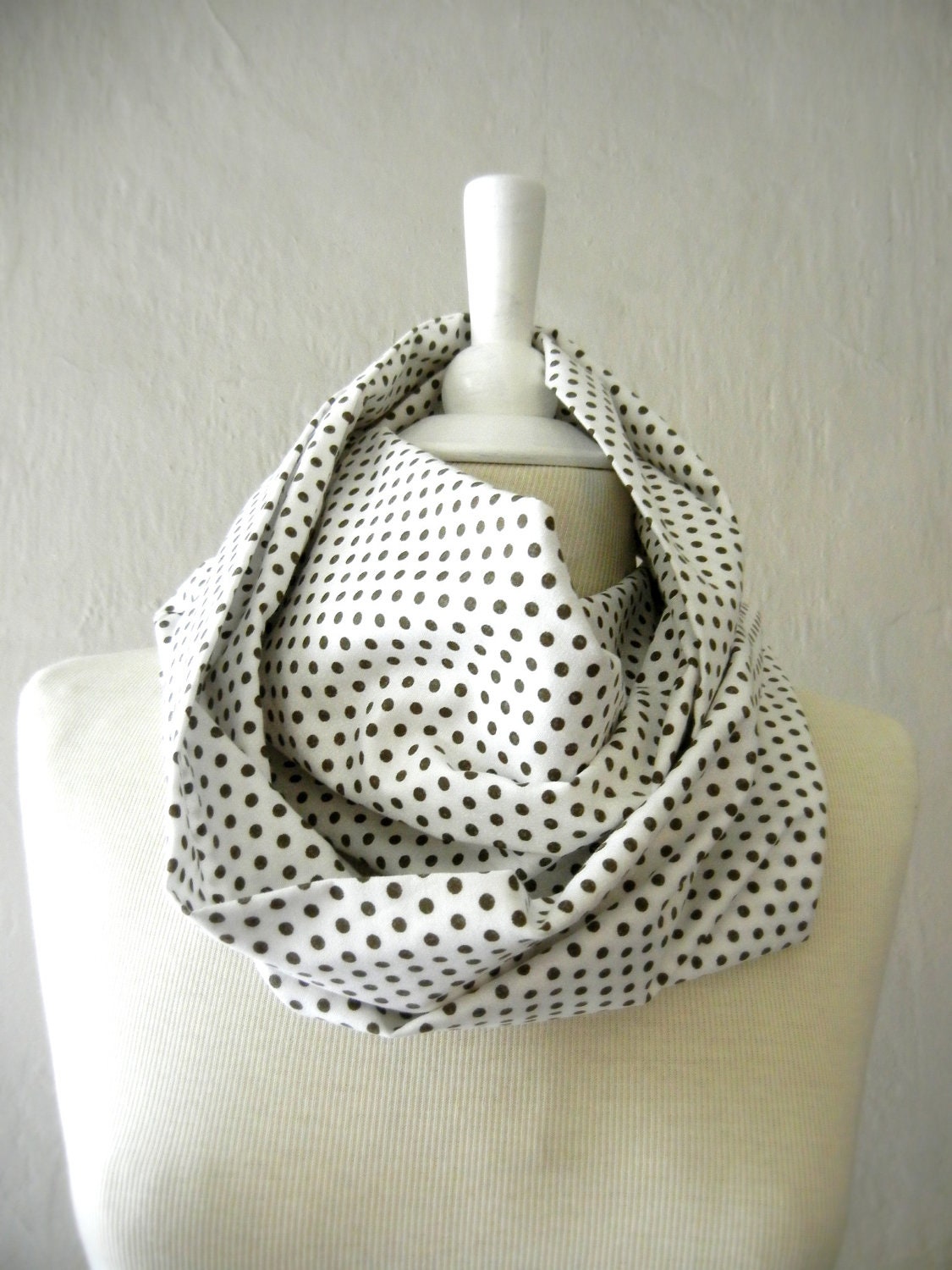 LIX PERLE: Fabric Cotton Circular Infinity, Peas Polka Dots Infinity Scarf