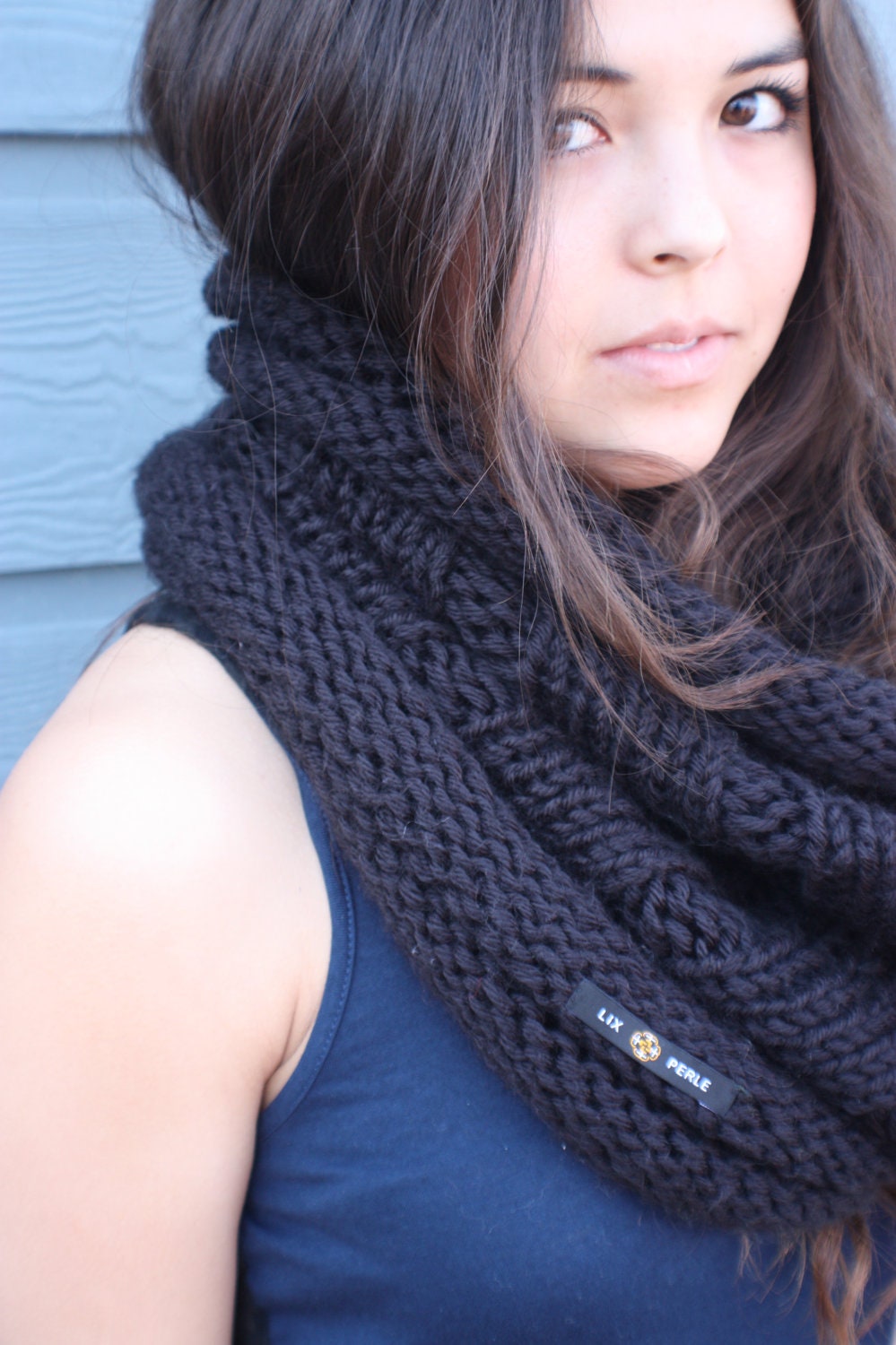 LIX PERLE: Soft Black Circular Hood Tube, Oat, Black, Mustard Yellow, Ivory, Grey & Teal, I Heart Black Cowl Scarf