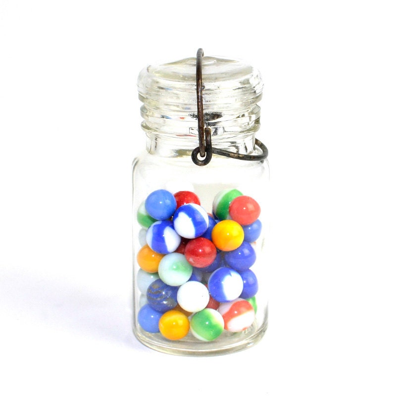 Mason Jar, Small Size, Clear Glass - Wire Bail Clamp Lid, Great For Storage - Vintage Home or Kitchen Decor, Upcycle or Repurpose