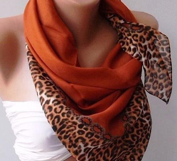 Brick Color-Leopard. Very Soft cotton fabric.