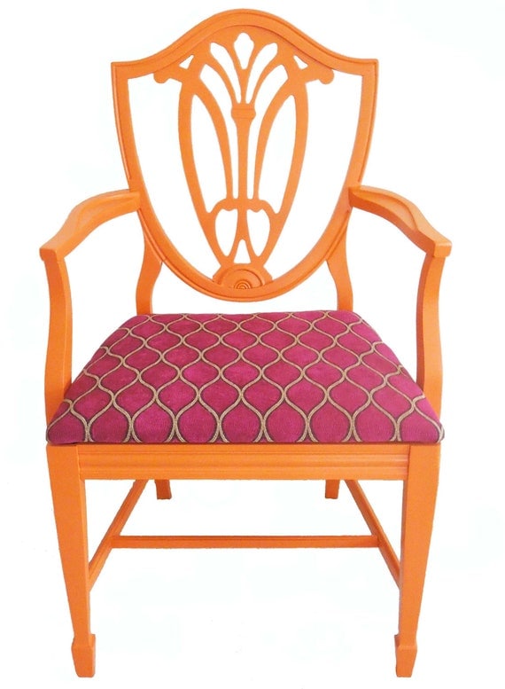 Shield Back Orange Arm Chair- JessicaAllynDesigns