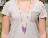 Ombre purple/pink chevron leather necklace