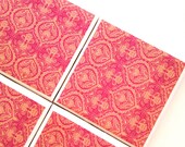 Pink Moroccan Coasters, Ceramic Tile Set, Bar Coaster, Hot Pink Decor, Coaster Sets, Neon Moroccan, Furniture Coaster, Moroccan Decor