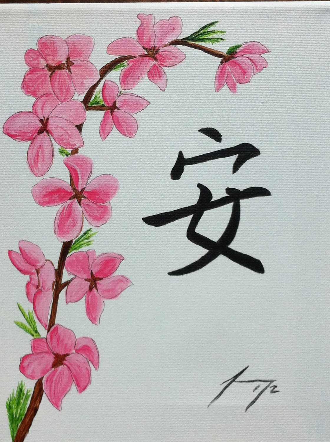 Tranquility Pink Cherry Blossoms Original Painting - Introductory SALE price