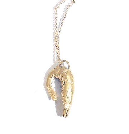 Brass shrimp necklace