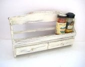 Hanging Spice Rack - Antique Ivory - Shabby Chic - Vintage Upcycled - GreenFoxStudio