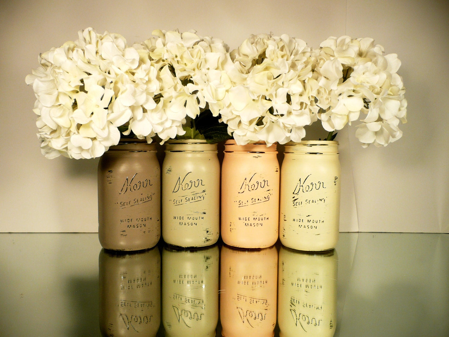 FALL Wedding and Home Decor - Painted and Distressed Shabby Chic Mason Jars - Pumpkin- Wide Mouth