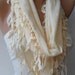 Beige Scarf with Trim Edge Shaped Leaves