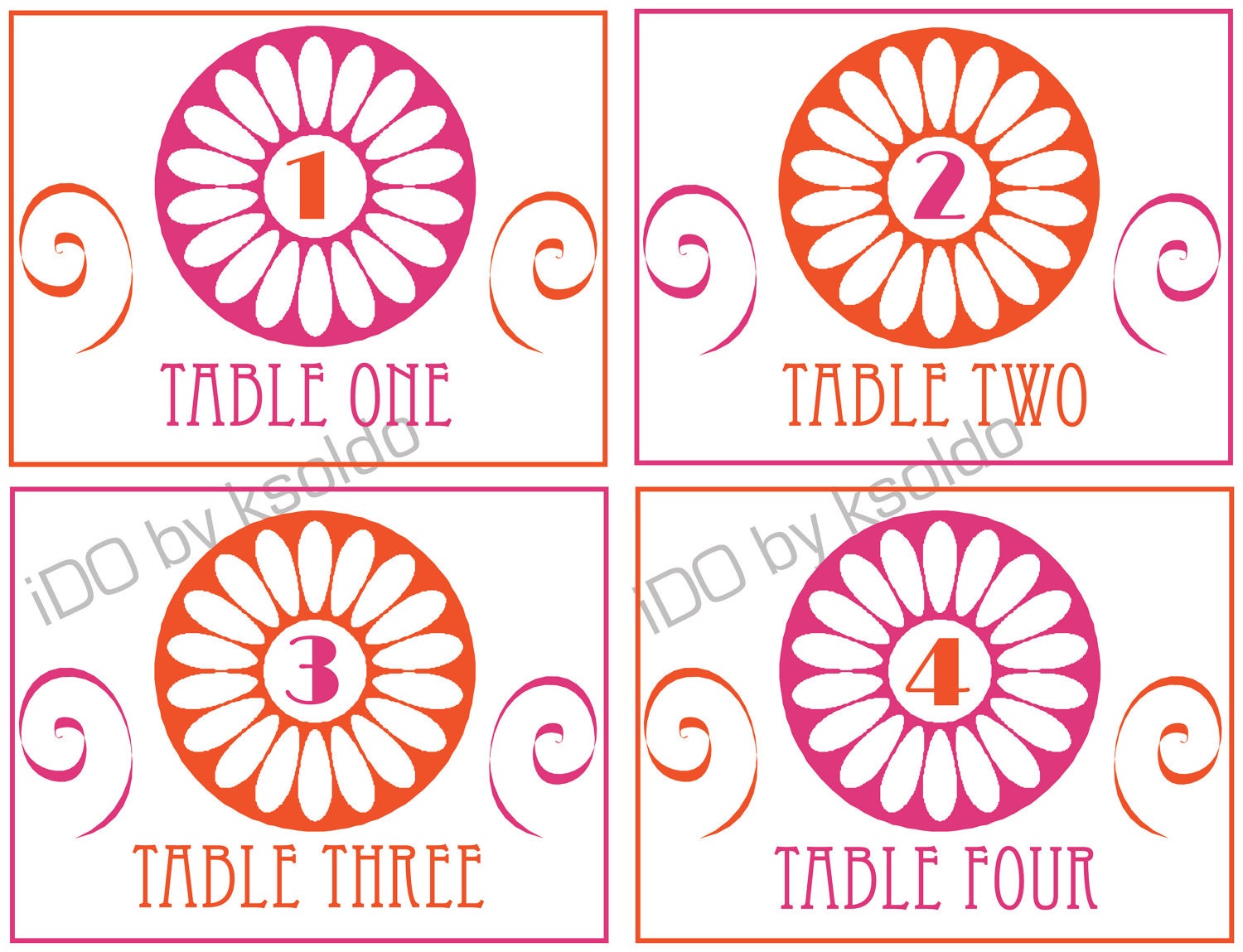 Daisy Table Numbers - Printable PDF Files