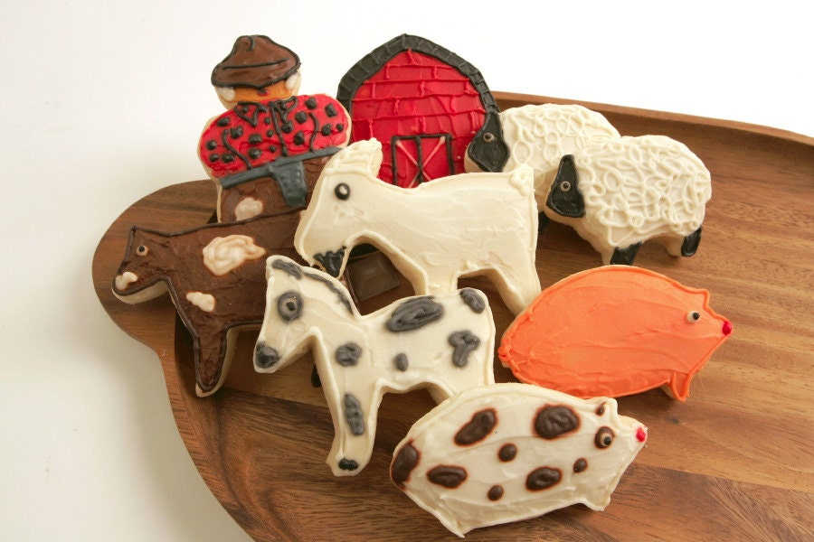 Farmer / Farm Animal Sugar Cookies with Buttercream Frosting