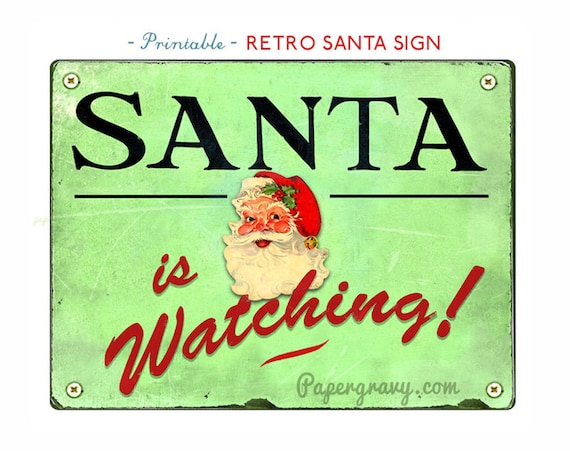 PRINTABLE CHRISTMAS SIGN Retro Santa party decoration Il_570xn