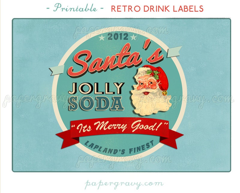 PRINTABLE Retro Christmas Drink Soda bottle Labels Wraps Il_570xn