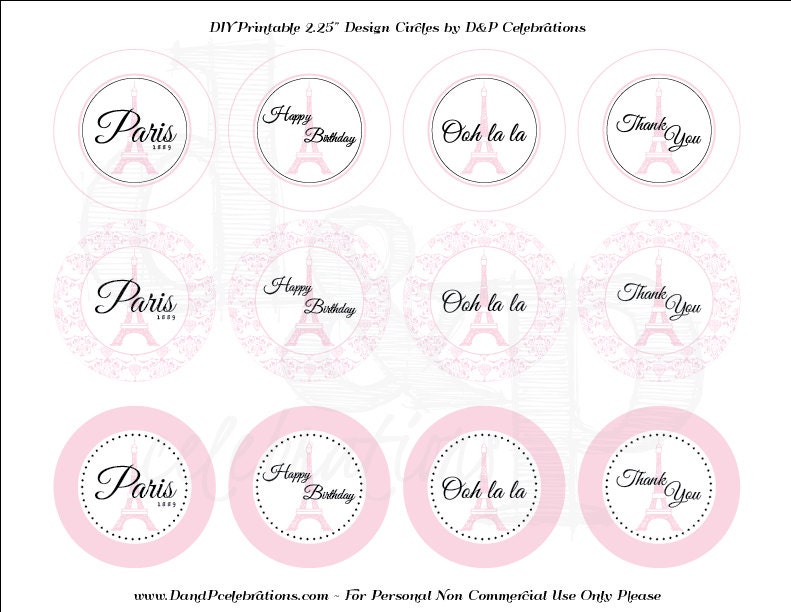 DIY Printable Paris Design Circles INSTANT DOWNLOAD Il_170x135