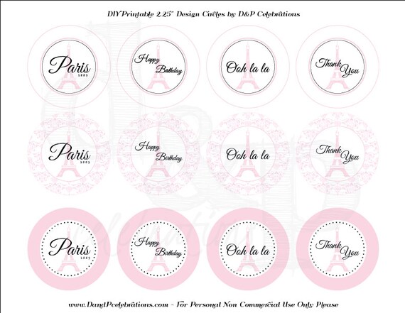DIY Printable Paris Design Circles INSTANT DOWNLOAD Il_570xn