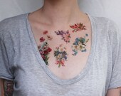 vintage flowers- floral tattoo pack- 5 temporary tattoos